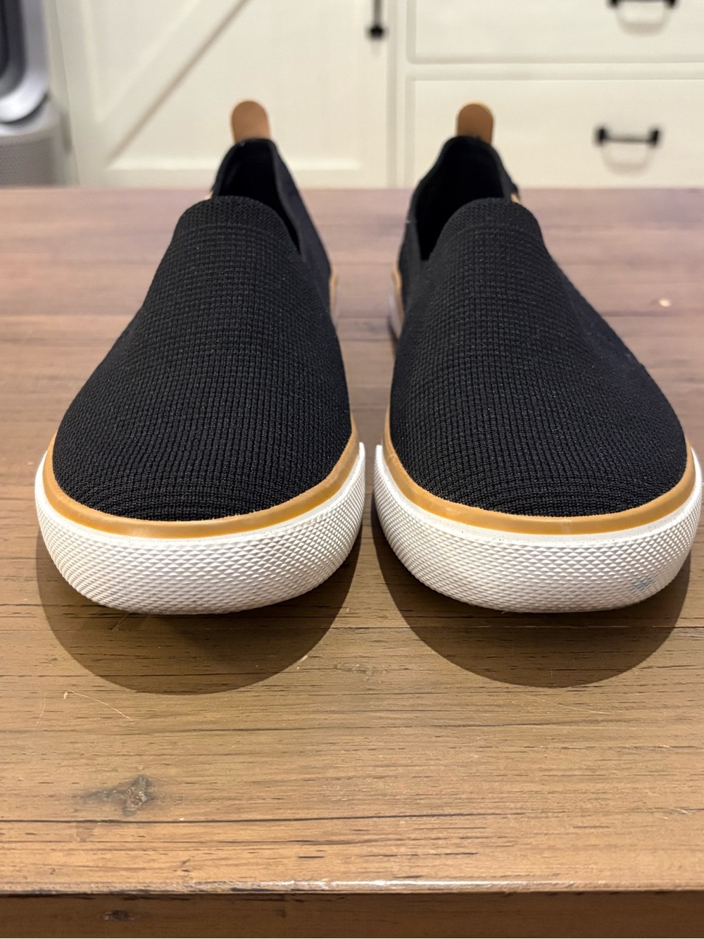 Tommy Bahama Black Slip-On Sneakers with Tan Trim
